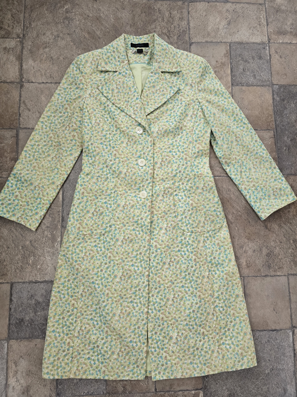 Vintage Express green floral trench coat